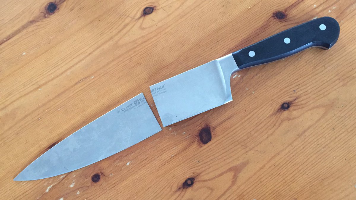 wildthymecafe's tweet photo. @wustfof our knife came out the sink like this. Is there a guarantee on your knives please? https://t.co/YMuqrR5524