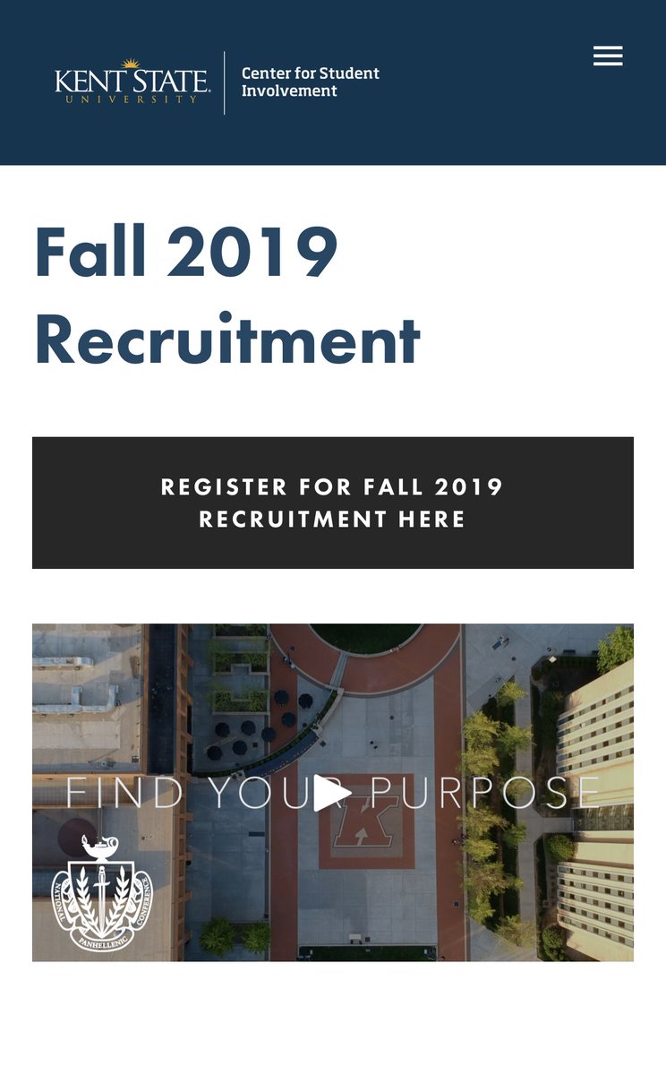 Kent State Panhellenic Council (@ksu_panhel) on Twitter photo Visit our website for all the recruitment information you’ll need including recruitment dates and information on our eight Panhellenic sororities. 🌟✨
kentstatefsl.com/panhellenic
#DareToBeStrong <a href="/CSIKent/">Center for Student Involvement</a> <a href="/ksuadmissions/">Kent State Admissions</a> Visit our website for all the recruitment information you’ll need including recruitment dates and information on our eight Panhellenic sororities. 🌟✨
kentstatefsl.com/panhellenic
#DareToBeStrong <a href="/CSIKent/">Center for Student Involvement</a> <a href="/ksuadmissions/">Kent State Admissions</a>