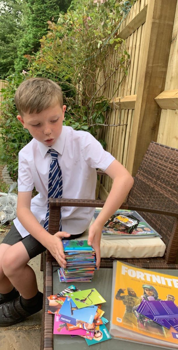 no1mel's tweet photo. Treat for my big boy for smashing his end of year report at school 🙌🏼❤️ #fortnite #tradingcards #son #report https://t.co/4EPhcjY5S3