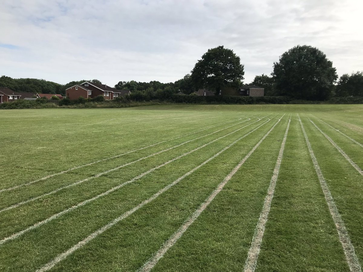 The running track <a href="/CwmbranHigh/">Cwmbran High School / Ysgol Uwchradd Cwmbran</a> <a href="/CwmbranHigh_PE/">Cwmbran High PE Dept</a> all cut and marked ready for sports day tomorrow 😊👍