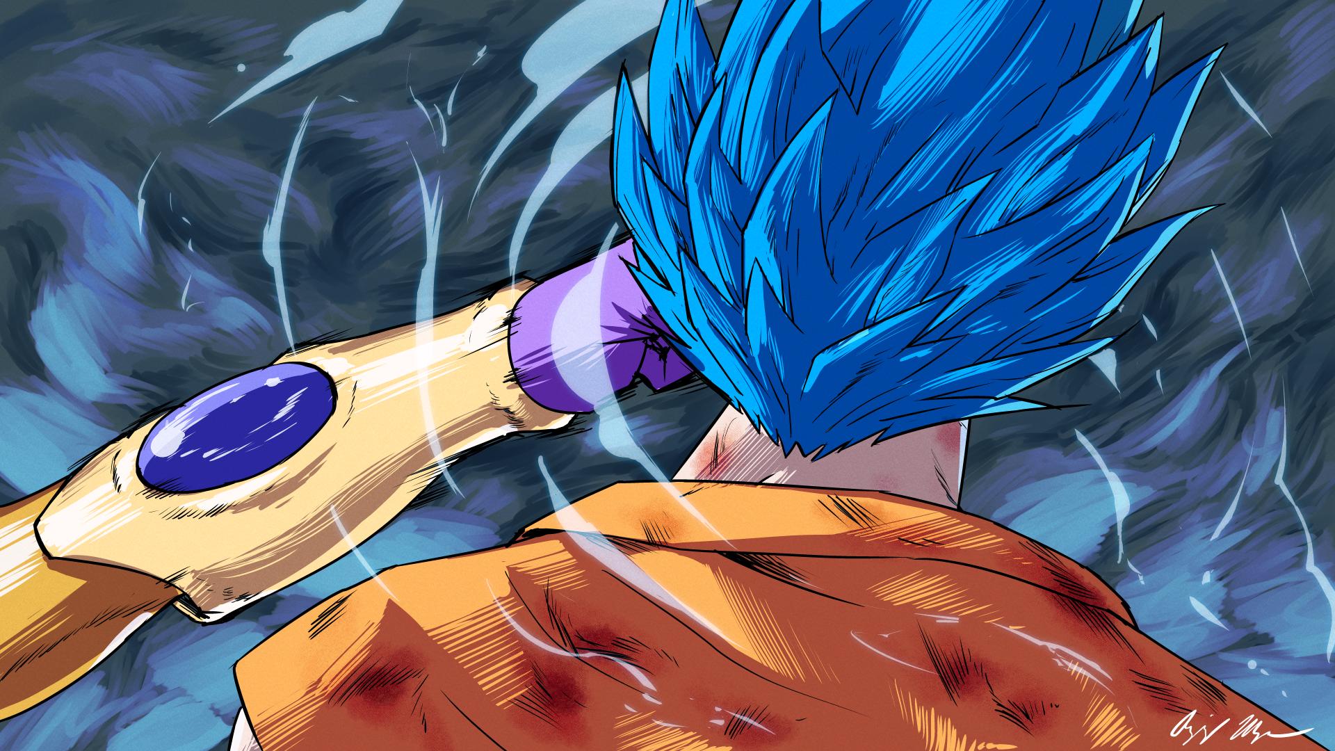 Goku Blue vs Golden Freeza, fanart