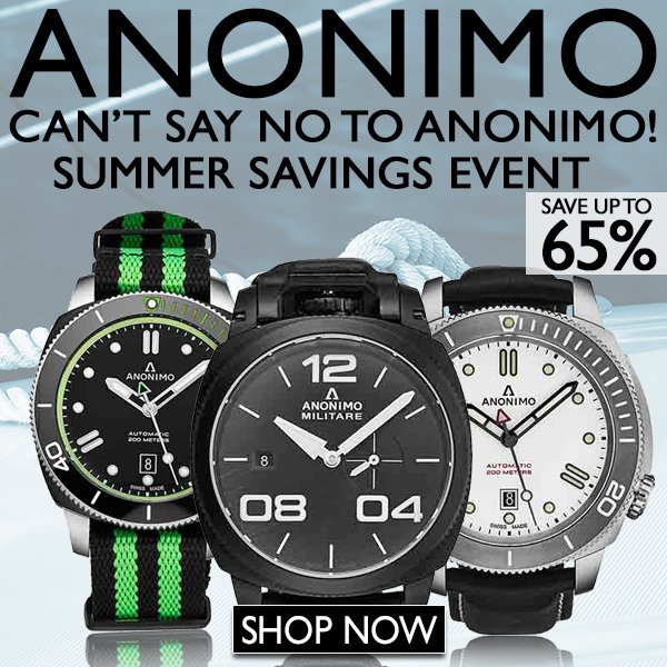 SAVE UP TO 65% DURING OUR “CAN’T SAY NO TO ANONIMO” SUMMER SAVINGS EVENT!
bit.ly/2JsXhx2
#Anonimo #Summer #Watches #WatchSale #AnonimoWatches #SwissWatches #BronzeWatches #Military #MensWatches #LuxuryWatches #Horolgy #WatchCollectors #WatchFans #WatchReview