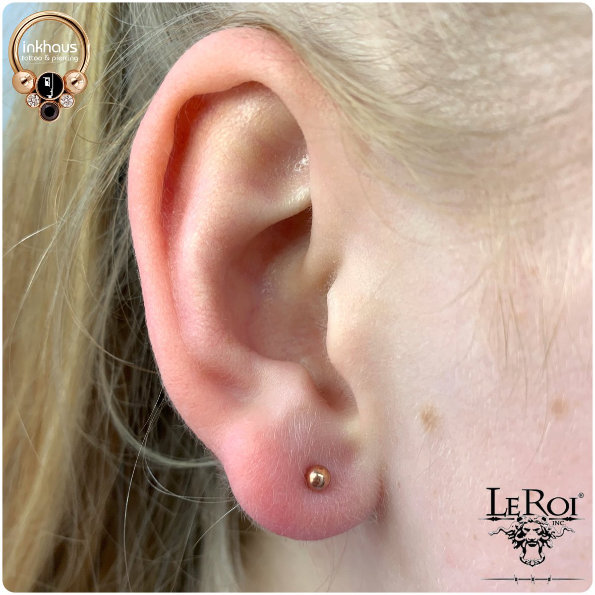 Another young person getting their ears pierced the right way! 👍 I’m so impressed with the reception we’ve had so far to our children’s ear #piercing service and I’ve been having lots of fun meeting new younger clients and their families. Featuring 14k #rosegold from LeRoi.