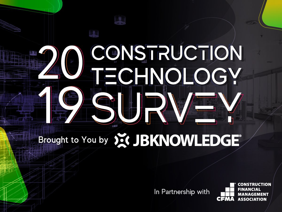 CFMA's tweet image. The 2019 #ConTechSurvey is available now. It&apos;s the time of year @jbknowledge asks companies from all over to tell them about their company&apos;s tech habits before July 19! Receive a free copy of the results when it&apos;s released! Take the survey now &amp;gt;&amp;gt; hubs.ly/H0jBBpq0