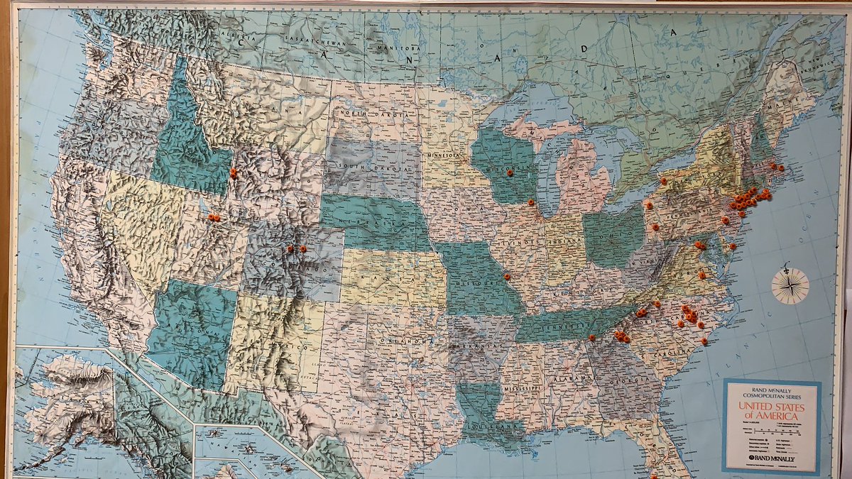 kdnagy41's tweet photo. @CampbellPGAGM 2019 internship map complete! Shout out to our adventures out west! https://t.co/N7BvAye4i1