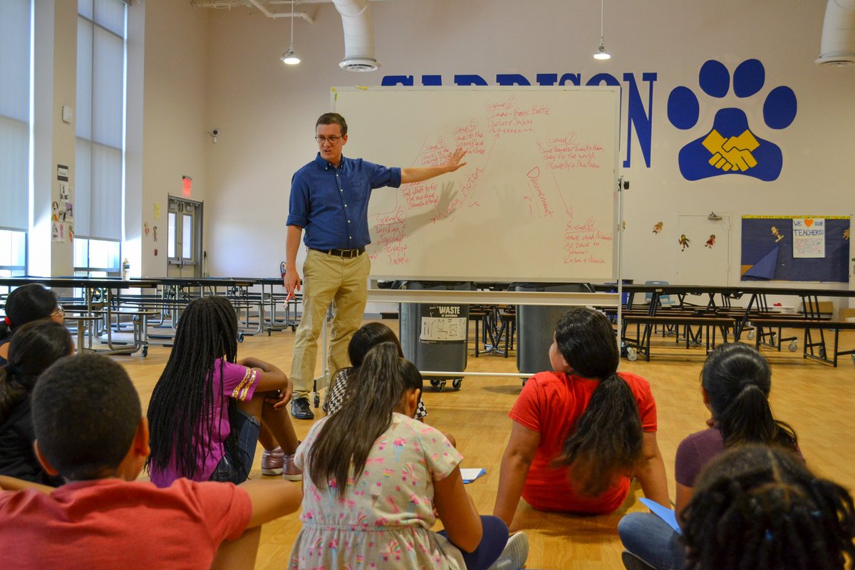 YPTDC's tweet photo. The #YoungPlaywrights at Garrison Elementary School are working hard with Mr. Jared in their last week of playwriting through the All the World's a Stage Program. Next week, performance workshops begin with Keegan Theatre! #YPTAlltheWorldsaStage #DCArts #DCArtsEd #DCTheatre https://t.co/4wKboo0YjX