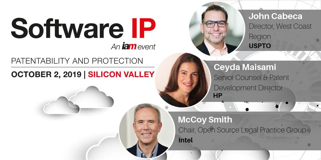 IAM_Alerts's tweet photo. This year’s speaker line-up for #SoftwareIP is shaping up to be the most exciting yet! Find out how the @uspto, @HP and @intelcapital are managing the difficulties presented by AI, open source and SaaS. Find the current speaker line-up here: https://t.co/5ZqibsH7nf https://t.co/D8pJ2LTIaJ