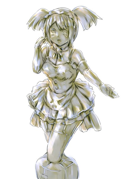 蝋彫像化したメイド 