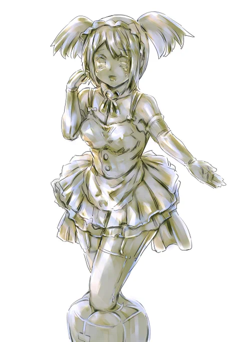 蝋彫像化したメイド 