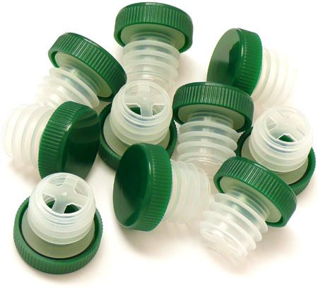 Bouchon et verseur à vin Slow-Flow vert, 25 pièces, format large tastevin.be/bouchon-et-ver…