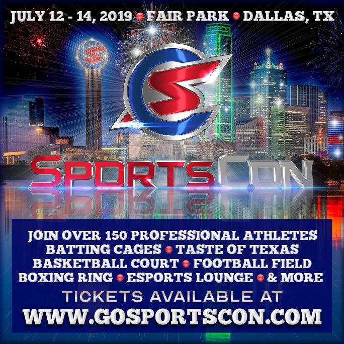 I’m gonna be at Fair Park, Dallas, for @GoSportsCon July 12-14❗Get your ticket at gosportscon.com so you can come hangout with me and over 150 other athletes. This is an event unlike anything you’ve ever seen so don’t miss out! #GoSportsCon
