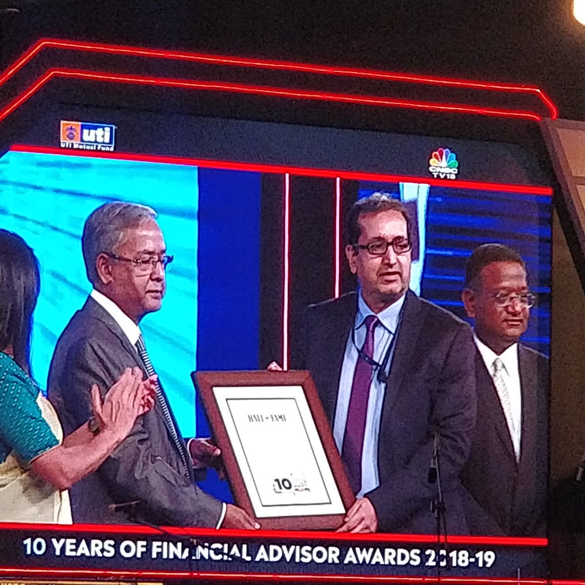 CNBCTV18News's tweet photo. Here are the 3 recipients of the ‘Hall of Fame’ at the @utimutualfund presents #FinancialAdvisorAwards. Congratulations! #DecadeOfExcellence #FAA201819 @utimutualfund @ICRALIMITED https://t.co/OdG5bfeusO
