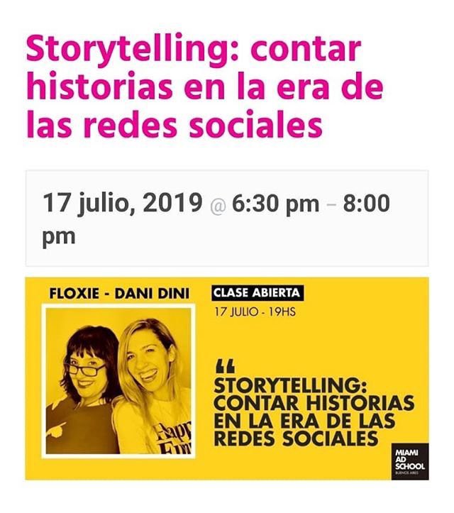 Floxie10's tweet photo. Para agendar! El próximo miércoles 17/7 a las 18.30hs, con  @danidini vamos a dar charla sobre storytelling y viajes en @MiamiAdSchoolBA ! La entrada es gratuita pero los cupos limitados👉🏻 https://t.co/3s14EWaMzx https://t.co/INgiDSh1PL