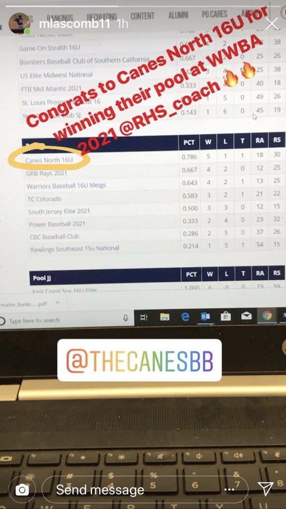 Congrats to the Canes North 16U on winning their pool at WWBA 2021 with a 5-1-1 record! <a href="/TheCanesBB/">Canes Baseball</a> <a href="/RHS_coach/">Coach Las</a>