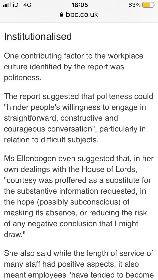 It’s a report into bullying in the House of Lords but could apply to many of the public sector organisations I have experienced. 
Are we too polite?