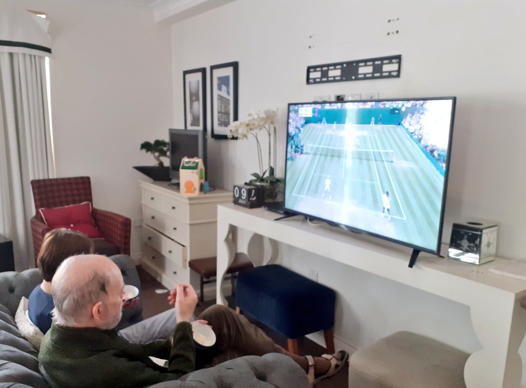 GoEActivities's tweet photo. The only way to watch the Wimbledon mixed doubles is with strawberries and cream. Colin and Vicky certainly agree at #GracewellofEdgbaston @JazzVirkTweets @GracewellHealth @asajuk @SteventonZoe https://t.co/RlHCzUiTnp