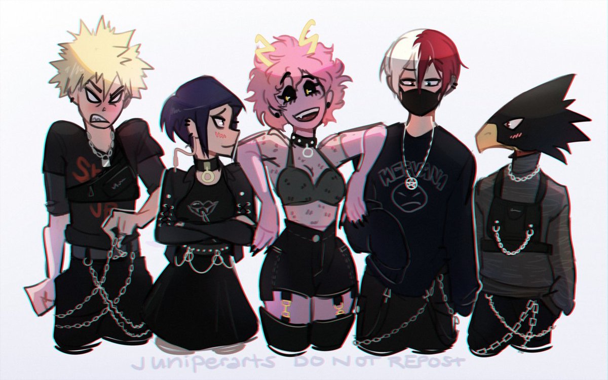 Juniperarts Mina Convinces Jirou And Tokoyami To Dress Her And Some 1 A Students In The Most Emo Goth Grunge Clothing They Have Bnha Mha Myheroacedemia Heroaca A T Co L6gmgyxwwn