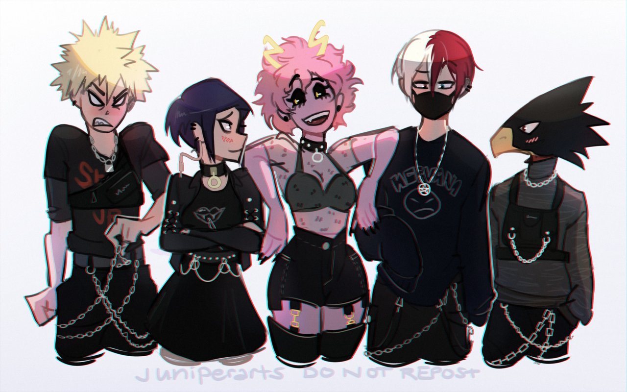 Juniperarts No Twitter Mina Convinces Jirou And Tokoyami To Dress Her And Some 1 A Students In The Most Emo Goth Grunge Clothing They Have Bnha Mha Myheroacedemia Heroaca A T Co Dy1c3sskrf Twitter