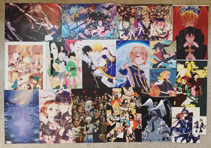 Behold my AX haul!!! took me a while to fix them but after four hours of tetrising ITS DONE! LOL AX may be stressful but its the people there that makes it worth it goin! Recieved so much and traded with many im grateful to meet!!! Thank you!!! ?❤️ #animeexpo 