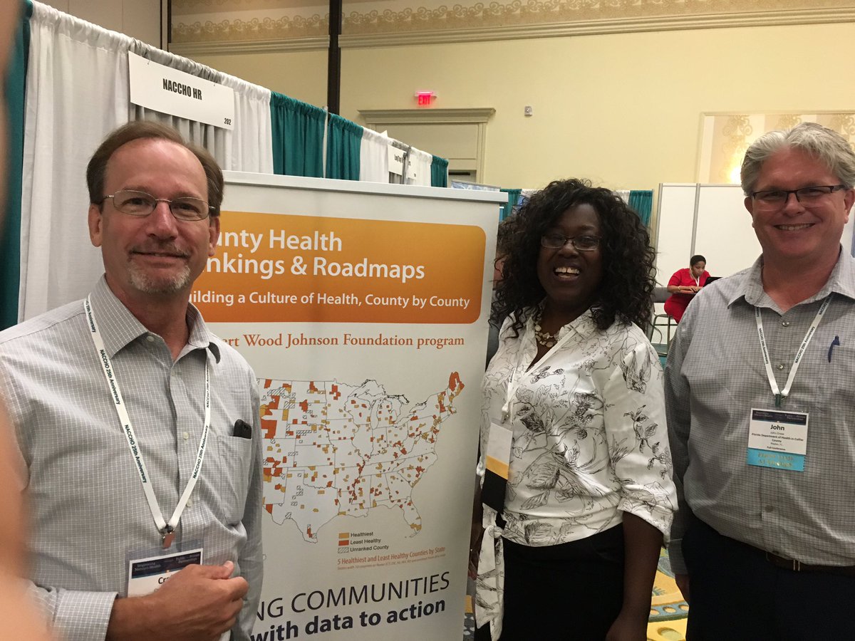 BurroughsEricka's tweet photo. Attending NACCHO 2019? Visit exhibit 204 to get your free state report and chat with me about opportunities to build a culture of health in your community just like Drew and Craig did! #NA2019 #CHRankings https://t.co/Q78jHeKnoU