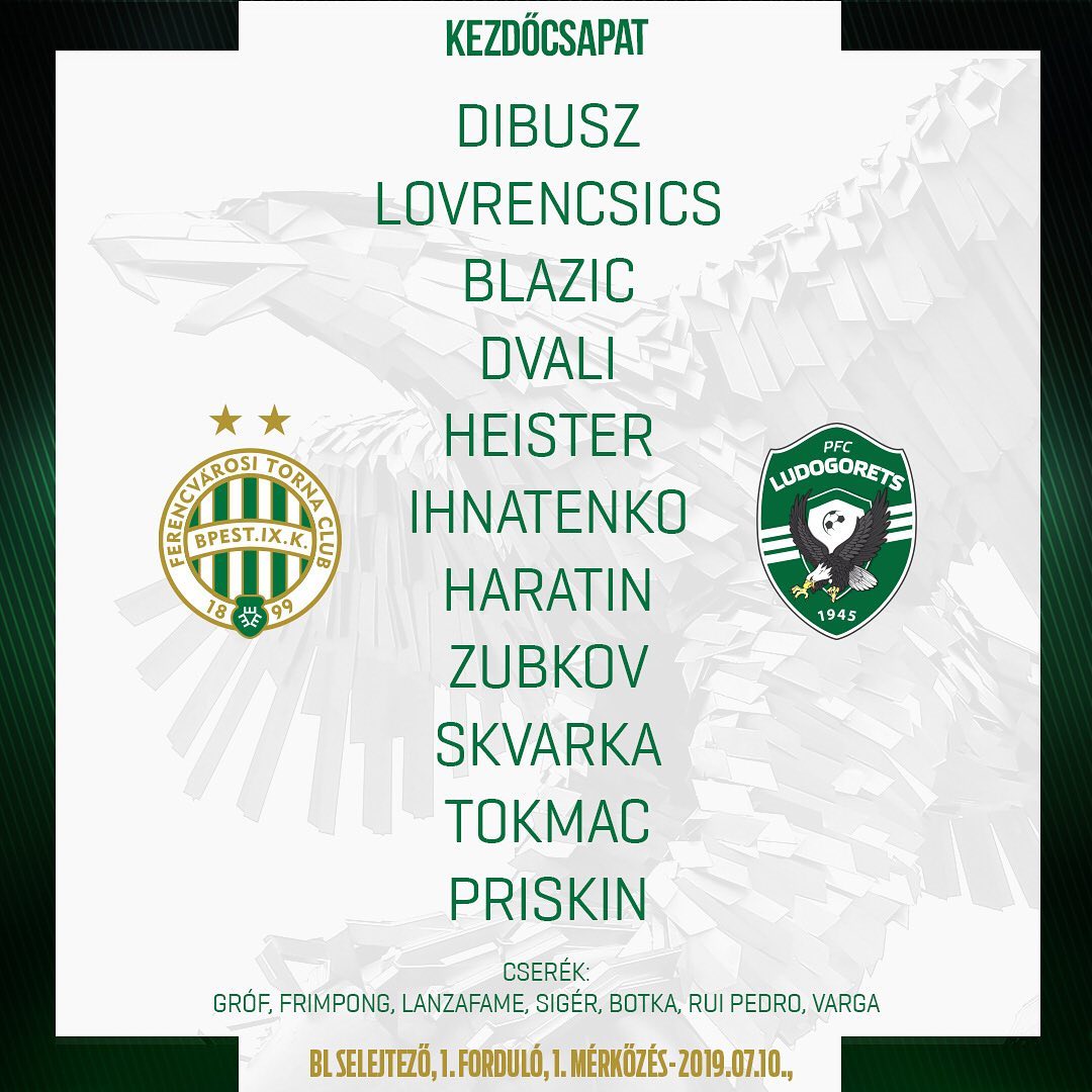 Ferencvárosi TC on X: The starting XI  / X