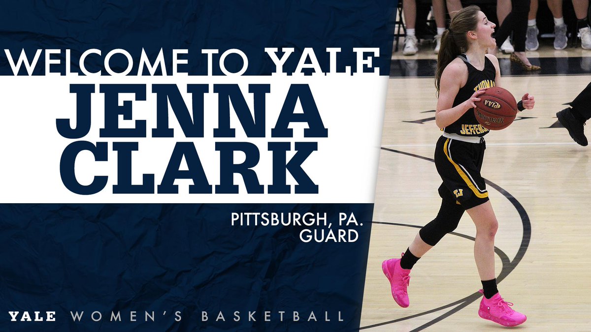 YaleWBasketball's tweet photo. 📢Bulldog Nation, please join us in welcoming Jenna Clark to the Yale women’s basketball family!

✅First team all-state 
✅2-time team captain at Thomas Jefferson High
✅1,000 point scorer
✅Helped team to 2019 WPIAL 5A championship game

#YWBB2023 
#WeWill | #YaleWBB 🐶🏀 https://t.co/dDKuxMJE8a