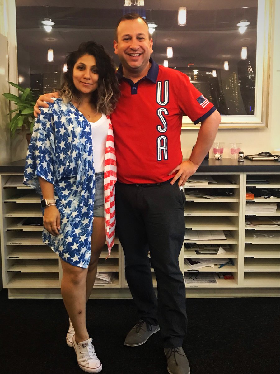#1010WINS staffers really got into the spirit of today's #USWNTParade ⚽️⚽️Exhibit A: <a href="/SweetinaKakar/">Sweetina Kakar</a> and <a href="/DavidCaplanNYC/">David Caplan</a>'s ensembles  🇺🇸🇺🇸