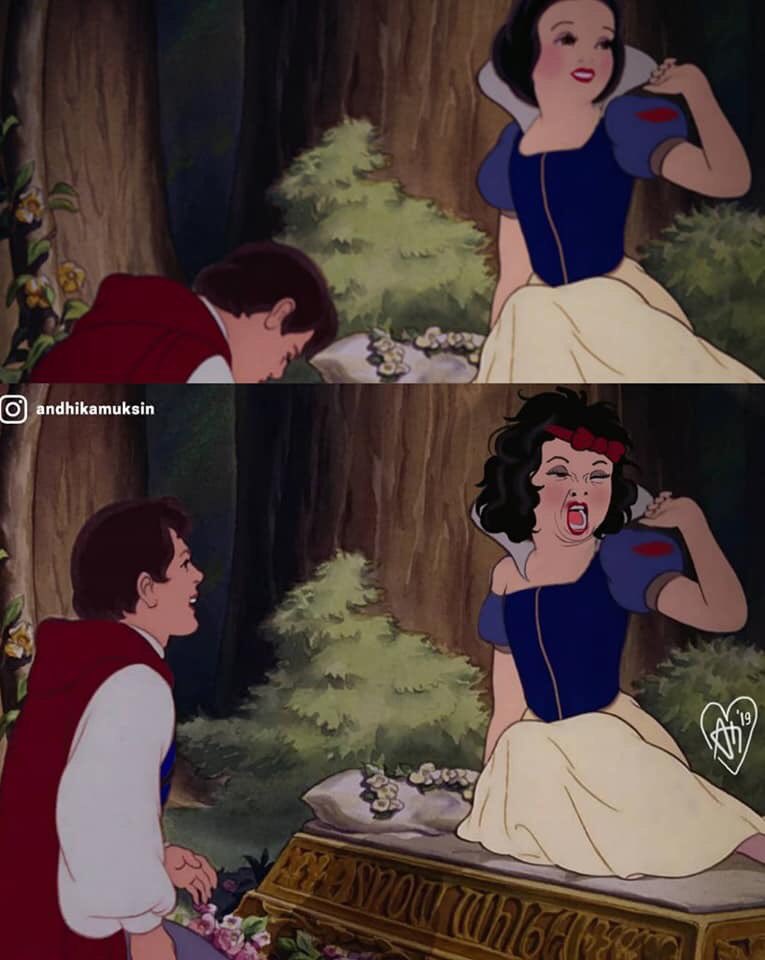 Eu vi hoje essa série de imagens das princesas se tivessem expressões reais e eu to RACHANDO O BICO