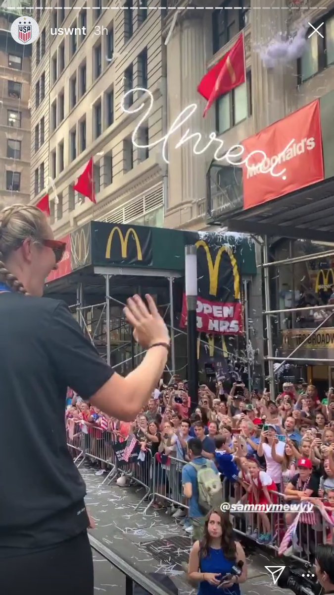 APaolicelli17's tweet photo. Excuse me while I freak out for making an unexpected cameo in the @USWNT instagram story!! 

(In case you couldn’t tell, I had a BLAST at the parade today 🤗) https://t.co/946uUOy5b4