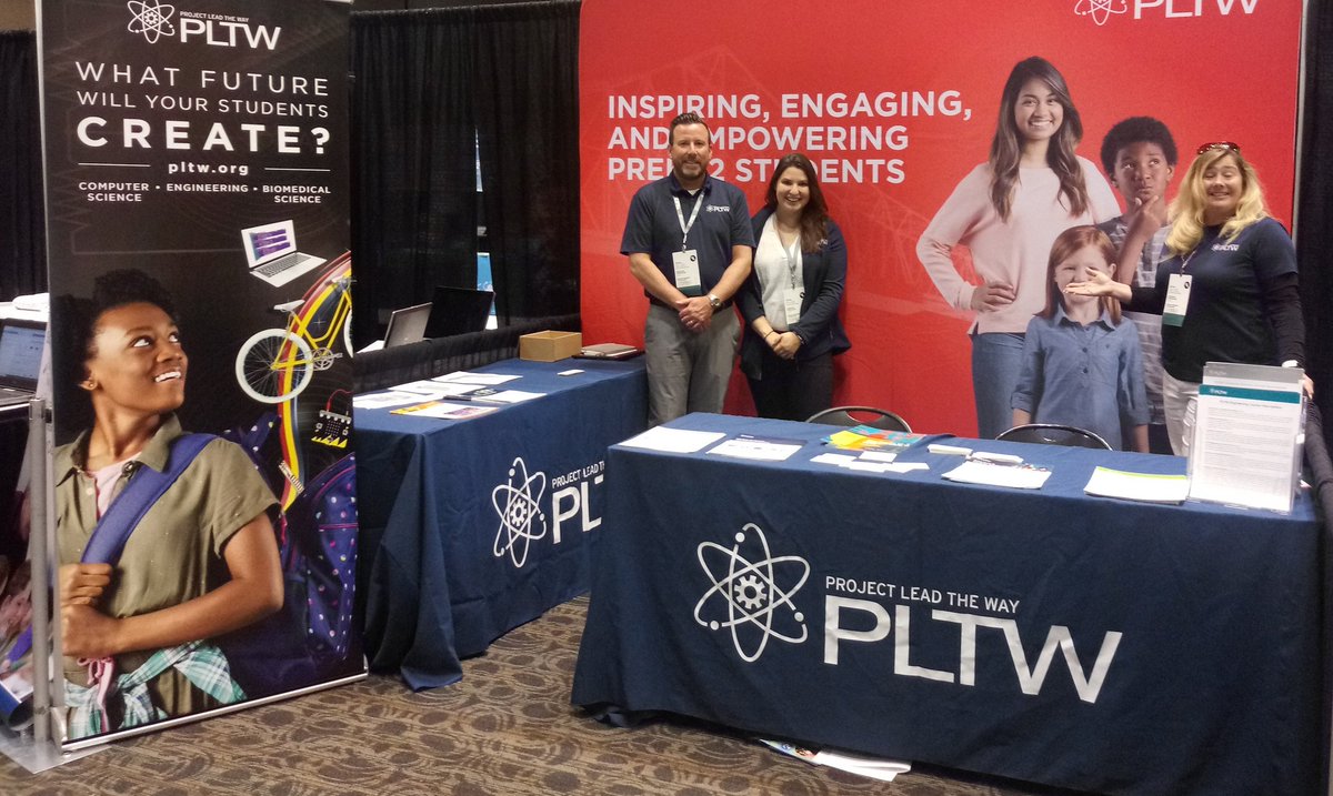 Mary_Murphy17's tweet photo. Great connections at #CSTA2019 @PLTWorg booth 36! Stop in by noon to get a #PassportToPrizes signature. Take home information on our engaging PreK-12 #ComputerScience Pathway and secure your webcam! #PLTWproud https://t.co/pRS5uXENjH