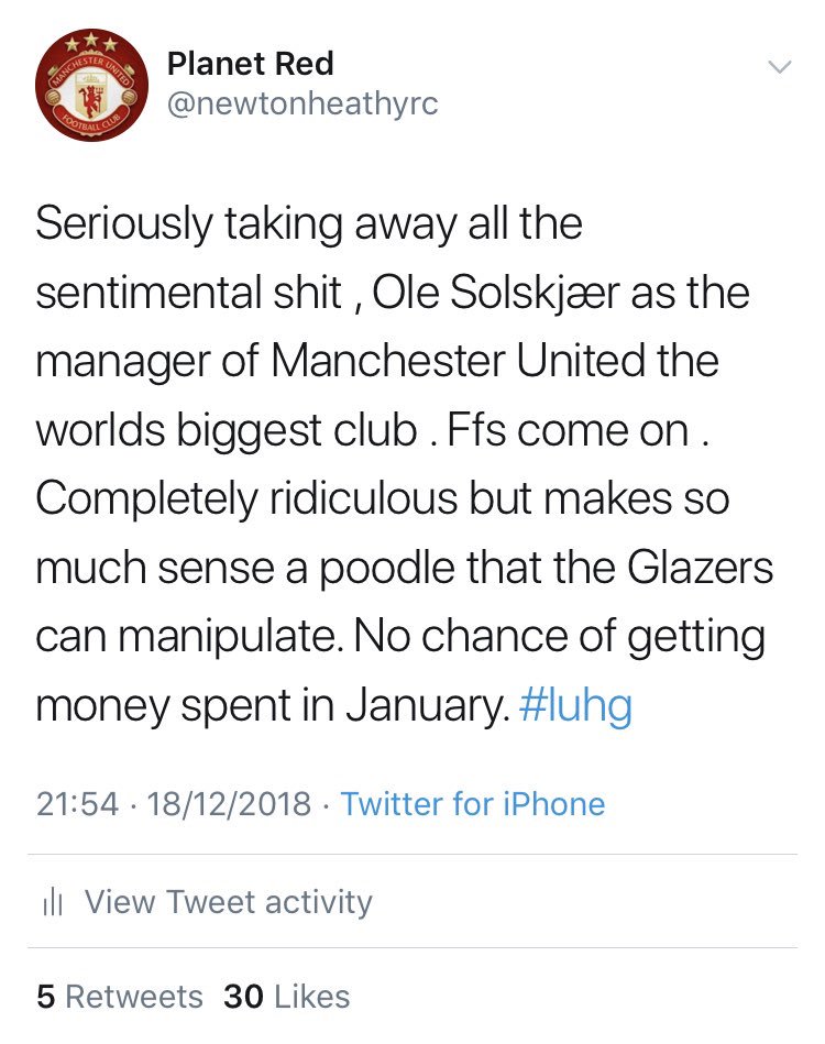 newtonheathyrc's tweet photo. The day he was appointed, nothing has changed in fact it’s getting worse. Anyone who thinks this guys the answer are not in the real world. Then again LOUD fans like me are not real 🤷♂️ #glazetsout https://t.co/s7HLg7ZBBu