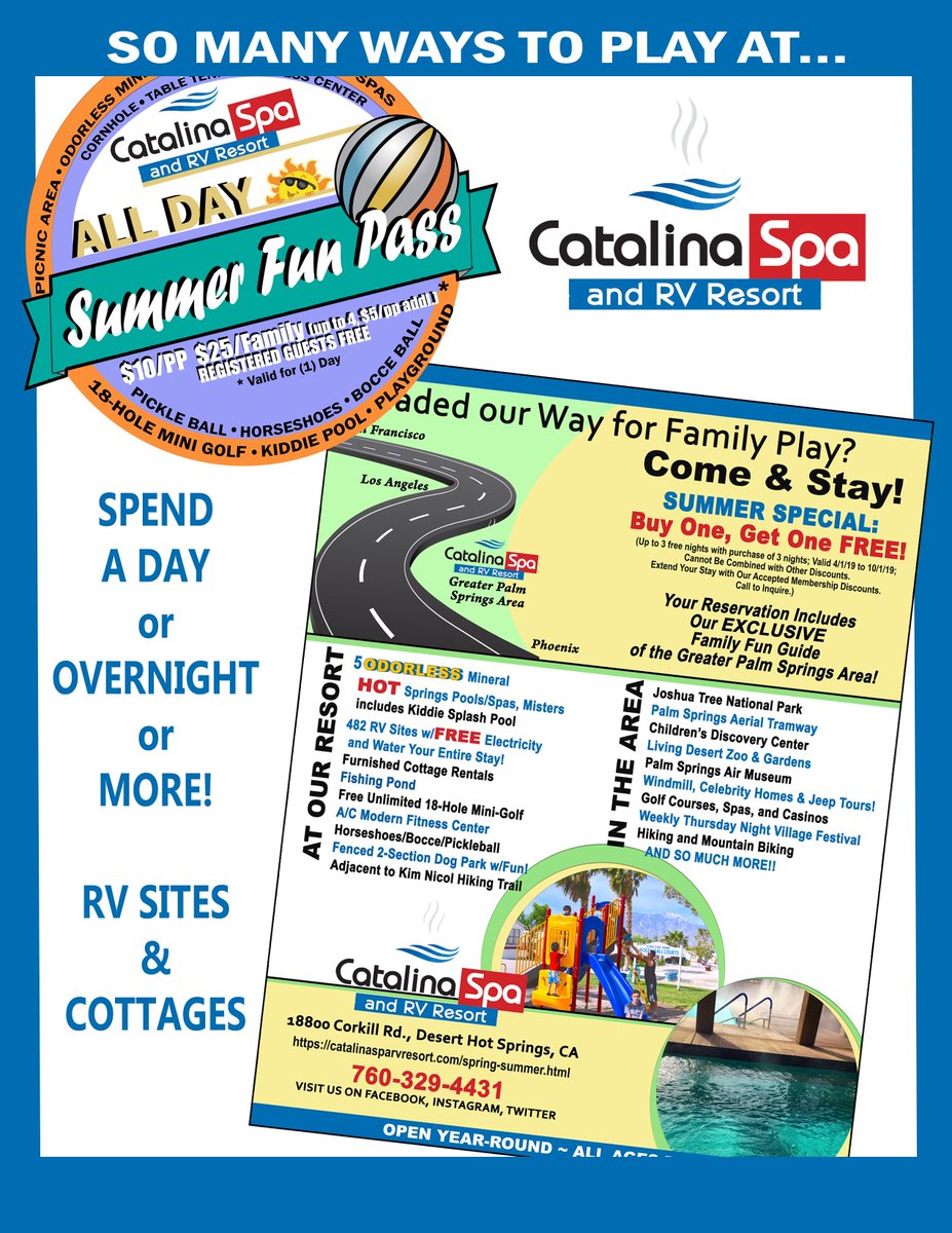 CatalinaSpaRV's tweet photo. Spend the day! Stay cool and play! https://t.co/GotvRdY0CM