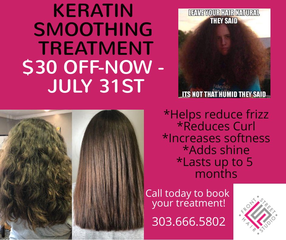 Save $30 on a Keratin Smoothing Treatment!!  Call now to book your appointment! 303.666.5802