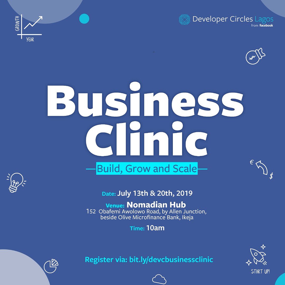 DevCommsLagos's tweet image. Hi everyone.

Yes, it&apos;s almost one hour to #NIGRSA but you need to here this before the #AFCON2019 match

Plan to attend our business clinic for entrepreneurs, startups and folks still in ideation stage as we talk about Marketing, business modeling, legal and Finance 👇