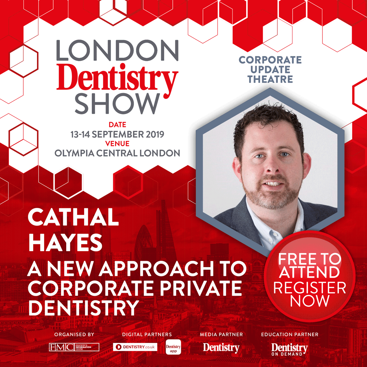 Cathal Hayes will discuss ‘A new approach to corporate private dentistry’ at the major London Dentistry on 13 and 14 September – don’t miss out and register now for free!
 #londondentistryshow #dentist

👉👉bit.ly/2NHMuTN👈👈
