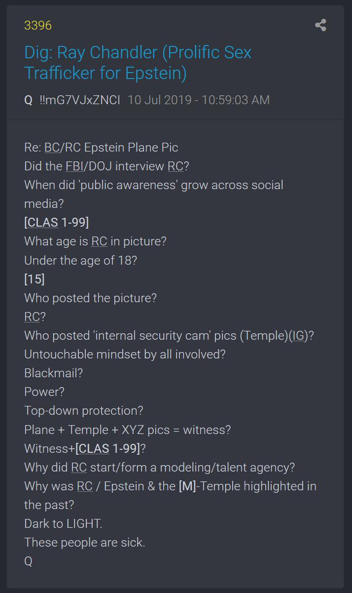 Re: BC/RC Epstein Plane Pic Did the FBI/DOJ interview RC?Who posted 'internal security cam' pics (Temple)(IG)? Untouchable mindset by all involved?Blackmail?Power?Top-down protection?Plane + Temple + XYZ pics = witness?Why did RC start/form a modeling/talent agency?