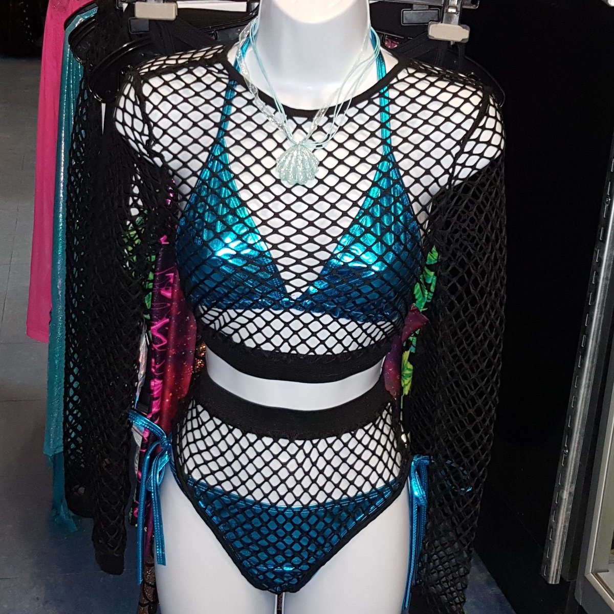We have so many great sets to mix &amp; match!
#ravewear #festivalfashion #shoplocalyeg #fishnetshorts #metallicbikini #shoplocalyeg #edmontonravers