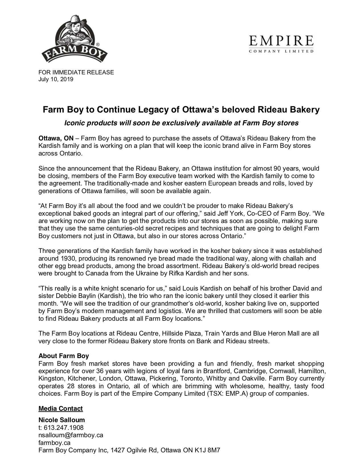 Farm Boy Announcement Farm Boy To Continue Legacy Of Ottawa S Beloved Rideau Bakery Ottawa Ottawanews T Co N9lfvesw4u T Co O92n9pnrc9