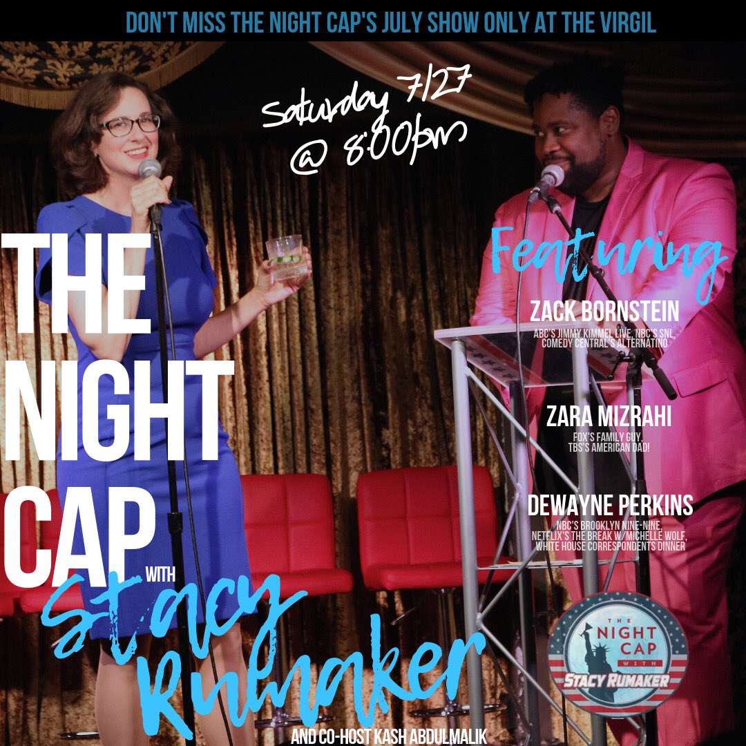 Night_Cap_Show's tweet photo. Tell your liver to buckle up. Weโve got a brand new Night Cap ๐ธ๐SATURDAY 7.27 with ๐ฅ panelists @ZackBornstein @TheZaraMizrahi and @DewaynePerkins
โ๏ธ8:00 at @TheVirgil ๐ท๐ฅ๐น๐ธ๐ป
#latenight #comedyinLA #TALKSHOW #thevirgil #saturdaynight #politicalsatire https://t.co/2VWWO2xUuq