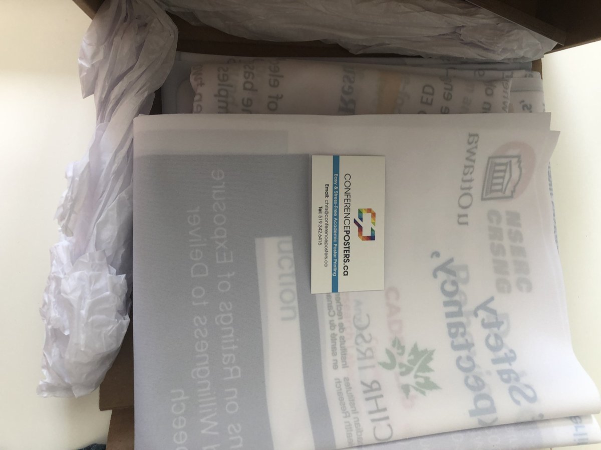 4 fabric posters ready to travel to #Berlin for <a href="/Wcbct2/">WCBCT 2019</a> ! Come see @JessicaTutino_ @Cassandra_Fehr and @nancyb_24 present their work on #SafetyBehaviour #EmotionRegulation #Anxiety &amp; #CBTworks