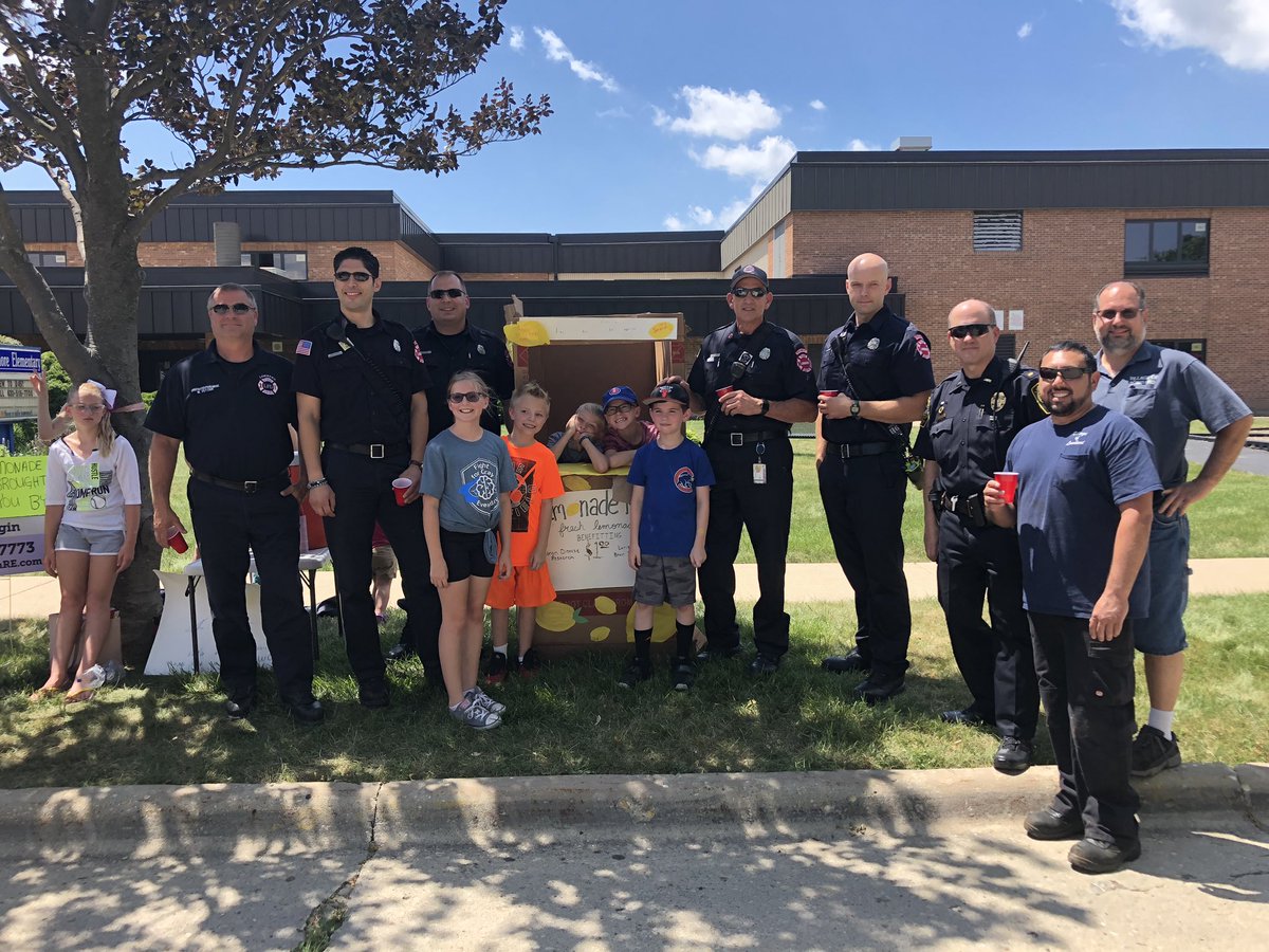 Lombard Police, Fire, and Village supporting <a href="/D45Westmore/">Westmore School</a> students Lemon-aid stands!