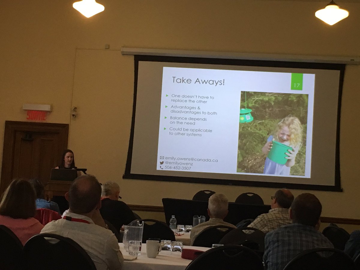 docaroe's tweet photo. Great presentation on community science in the #budwormtracker program by @emilyowenz #NRCanSci https://t.co/f2FFRVPnik