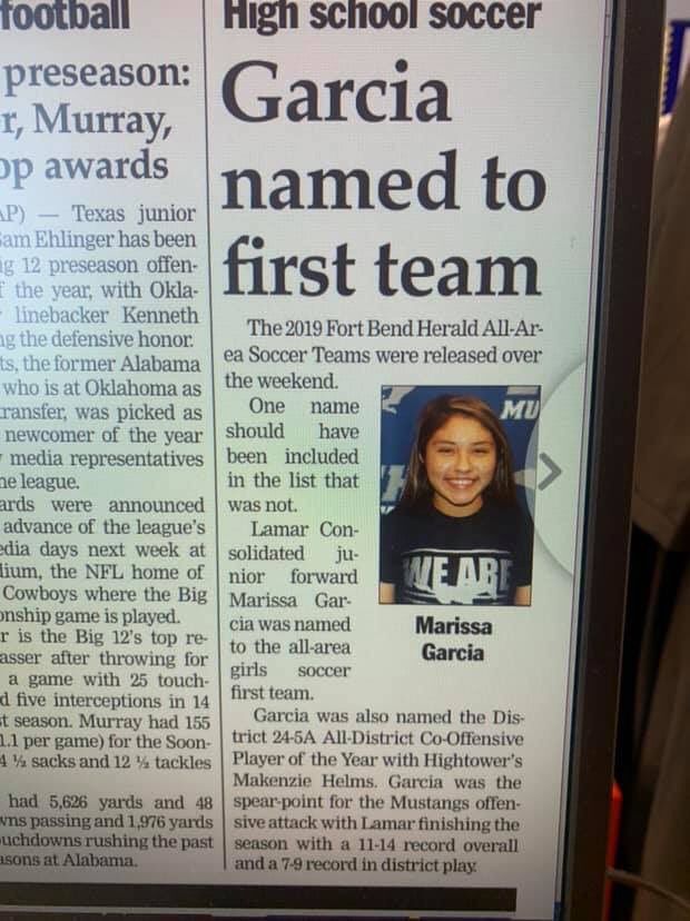 SandyCarranzaG's tweet photo. Great Job Marissa!  Thank you Herald Coaster for your corrections @coachbehne @MarissaLyann @lchsladysoccer https://t.co/WRM1niJGlI