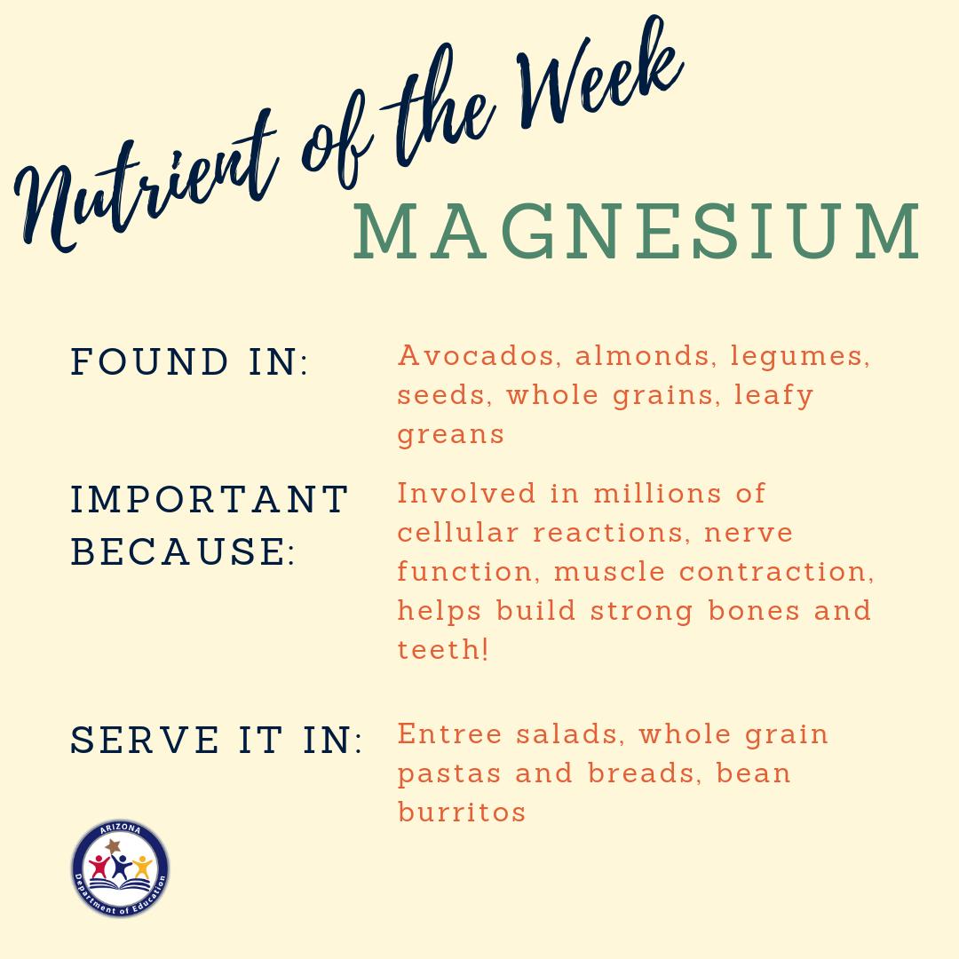 You probably don't spend too much time thinking about your magnesium intake, but most people do not consume enough! This mineral is important for healthy bones, teeth, muscles, and nerves! #FuelingAZ
