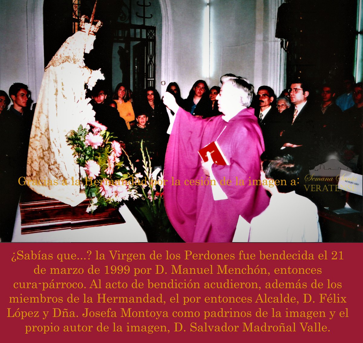 Algunos datos históricos sobre la Virgen de los Perdones, respecto a la cual celebramos 20 años desde su bendición (📷: cedida por la hermandad) #20añosdePerdones #PerdonesVera