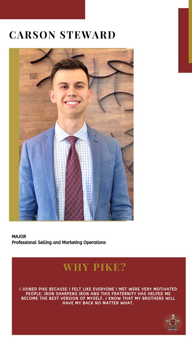 Central_PIKE's tweet photo. Back at it again with the #WhyPIKEWednesday !!!
Meet our brother @CarsonSteward_ https://t.co/j6TNKOgLti