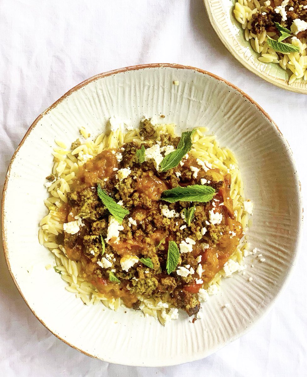 RyanRileyy's tweet photo. Lamb meatballs broken down and fried into crispy lamb bits with my two ingredient tomato sauce and orzo flecked with feta, mint and lemon zest. This is a good #recipetest! https://t.co/v3kOTghxqP