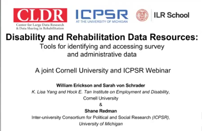 UTMB_RehabSci's tweet photo. Webinar recording available: Disability and Rehabilitation Data Resources: Tools for Identifying and Accessing Survey and Administrative Data https://t.co/xJy3M6lYPz presented by #CLDR #ADDEP and @YTICornell
#Rehabilitation #LargeData #DataScience https://t.co/iYqv5luAvv