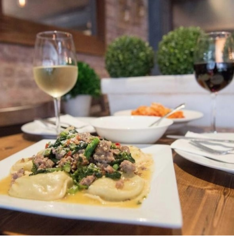 Tag a friend who enjoys wine + pasta as much as you do! It's #WineWednesday at Denino's where bottles are 1/2 price with any purchase of pizza or entrée. #nycwine #nycfoodies