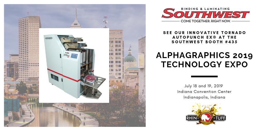 Rhin_O_Tuff's tweet photo. Join us next week for the AlphaGraphics Tech Expo in Indianapolis.  Our partner @swplastic is showcasing our #Tornado Autopunch EX.  Be sure to see this technology in action! https://t.co/TokU9noznR